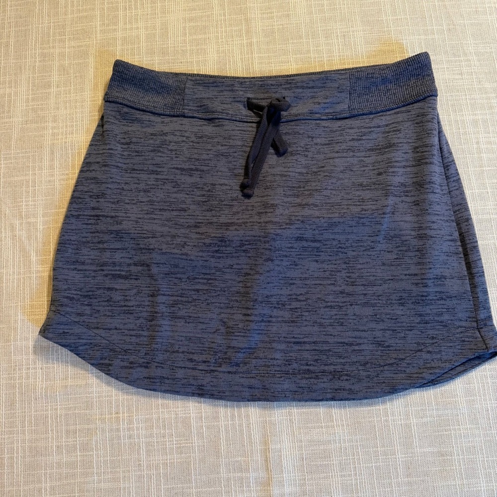 Athleta Womens Space Dye Active Mini Skirt Navy Blue Grey Drawstring Size M